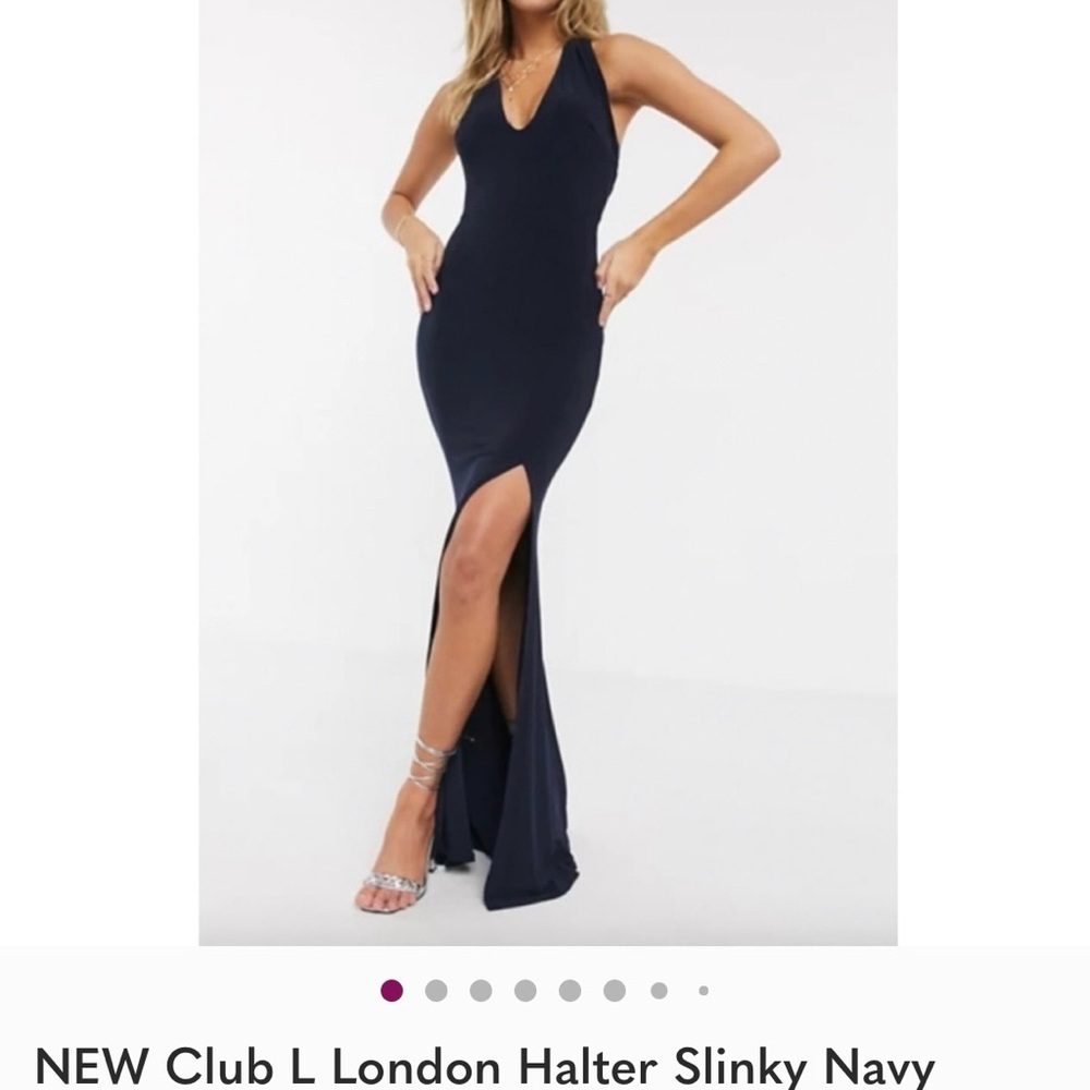 Club L London Navy Halter Maxi Dress